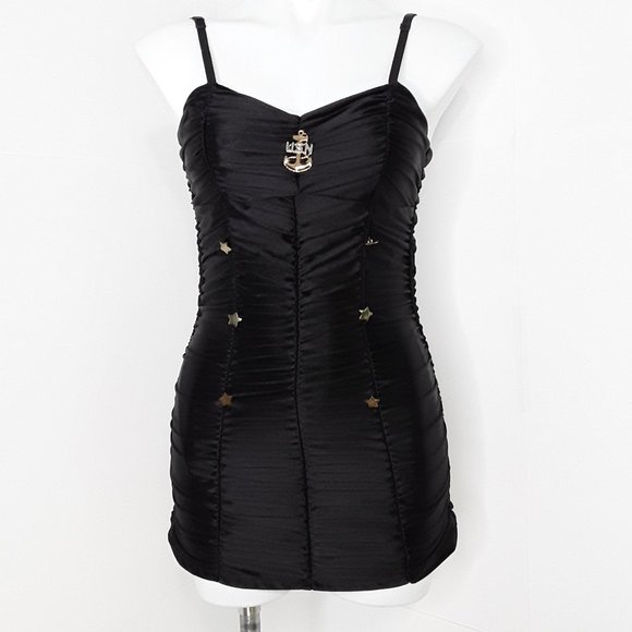 Pinup Couture Other - PINUP COUTURE Black Ruched Sailor RETRO SWIMSUIT